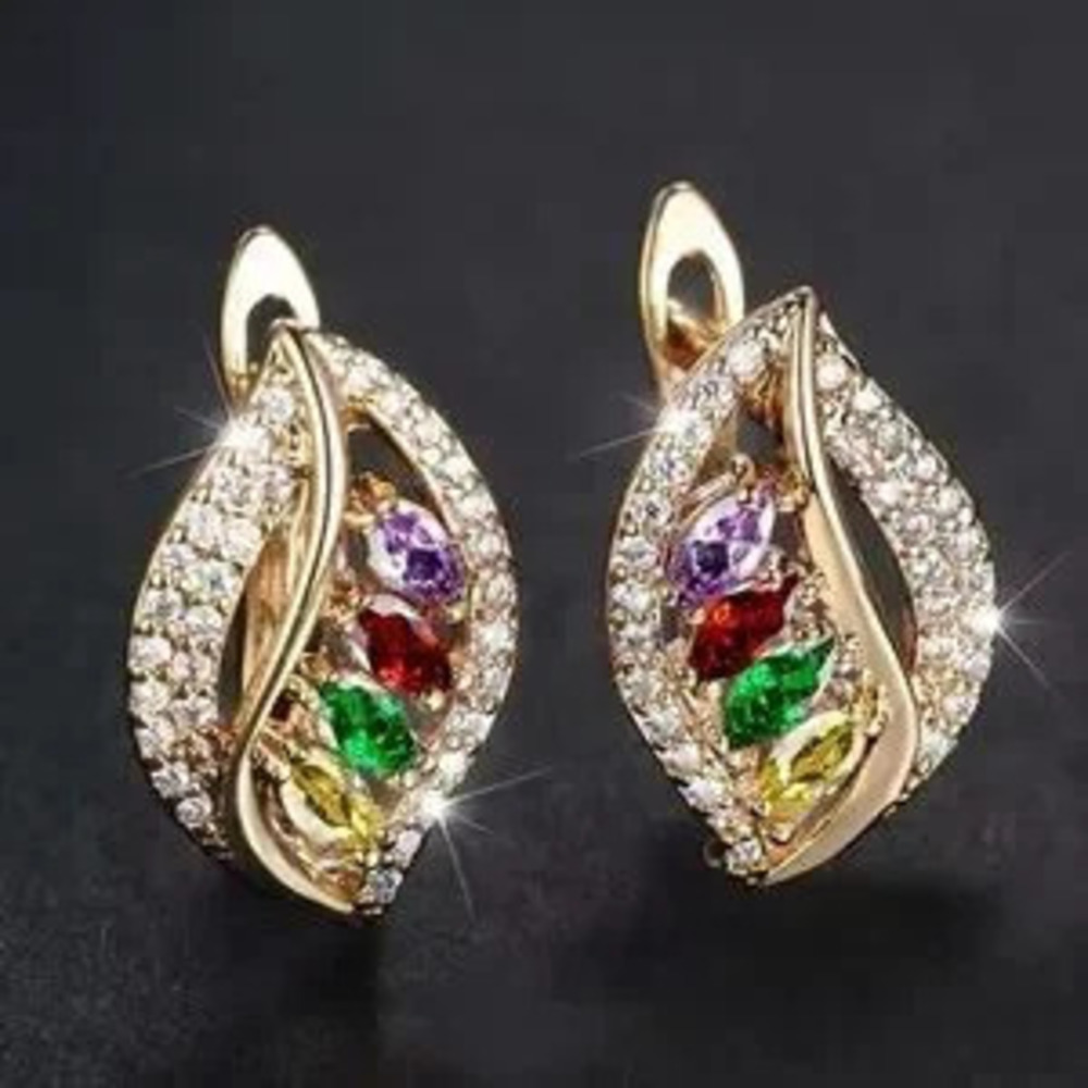 Rainbow Marquise CZ Stone Earrings Crystal Earrings Dainty English Earrings